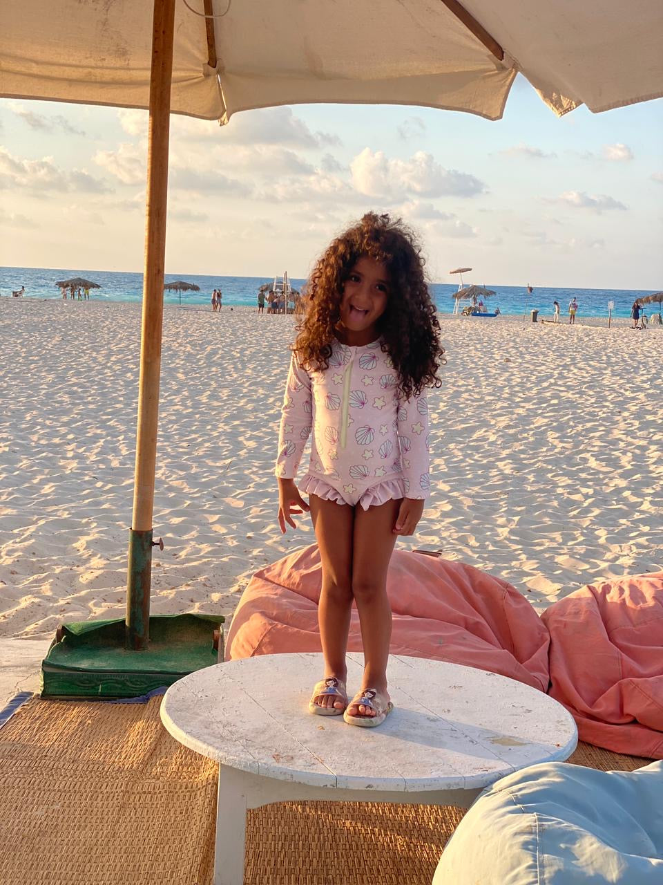 Mermaid Drift – Lavender Seashell Rashguard Swimsuit With Ruffles🧜♀️