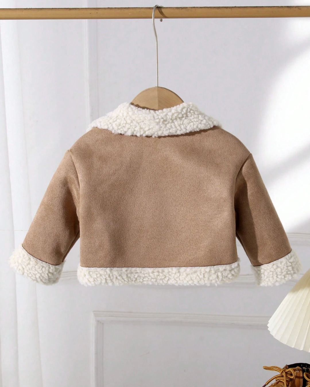 Khaki Faux Leather Zip-Up Jacket