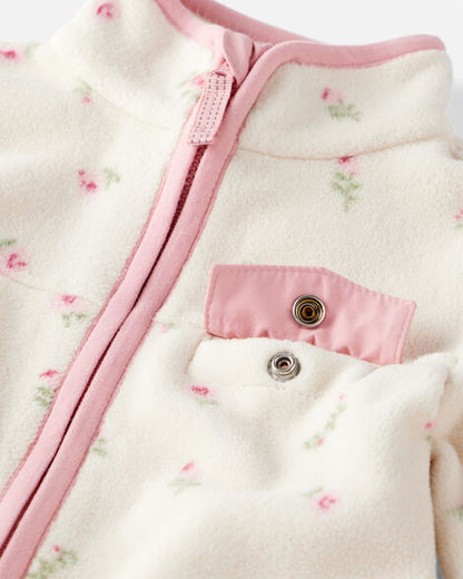 Baby Girl Recycled Microfleece Jumpsuit in Radiant Rose Print