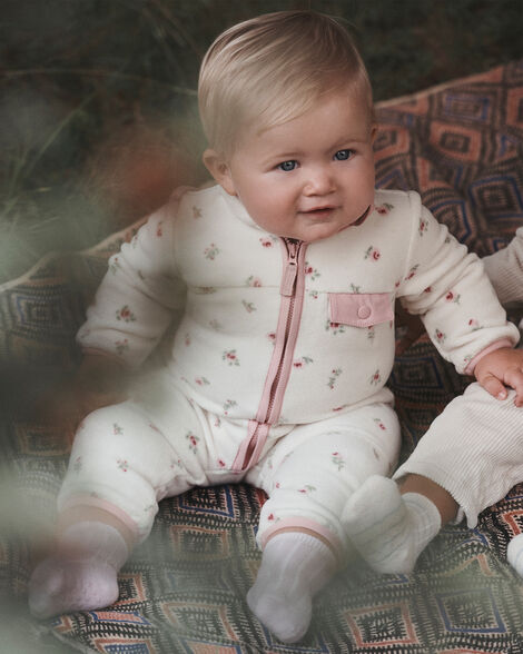 Baby Girl Recycled Microfleece Jumpsuit in Radiant Rose Print